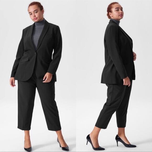 Universal Standard Rio Stretch Wool Formal Blazer Jacket Suit in Black XS 10-12 - Picture 1 of 16